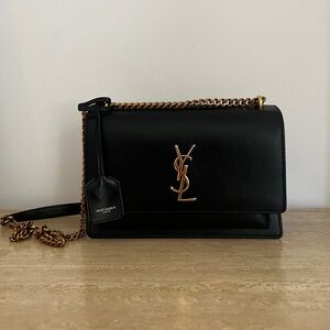 Saint Laurent YSL Sunset Medium Black/Gold Shoulder/Crossbody Bag